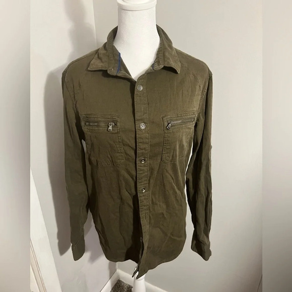 Rock & Republic army green button‎ down women’s shirt - Picture 1 of 5